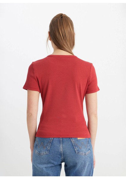 Bisiklet Yaka Açık Pembe Kadın T-Shirt W241600821-BISIKLET Yaka T-Shirt indirimleri