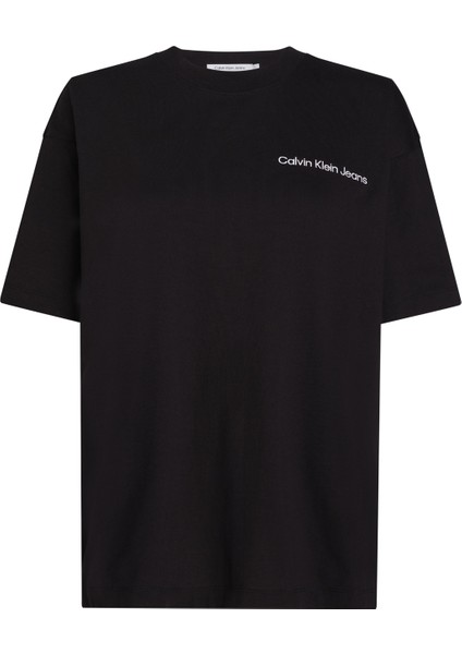 Bisiklet Yaka Baskılı Siyah Kadın T-Shirt J20J223701BEH