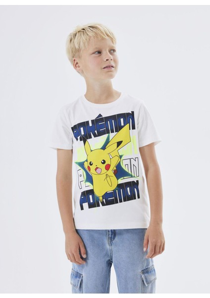 Name It Desenli Krem Erkek Çocuk T-Shirt Nkmmacı Pokemon Ss Top Noos Bfu