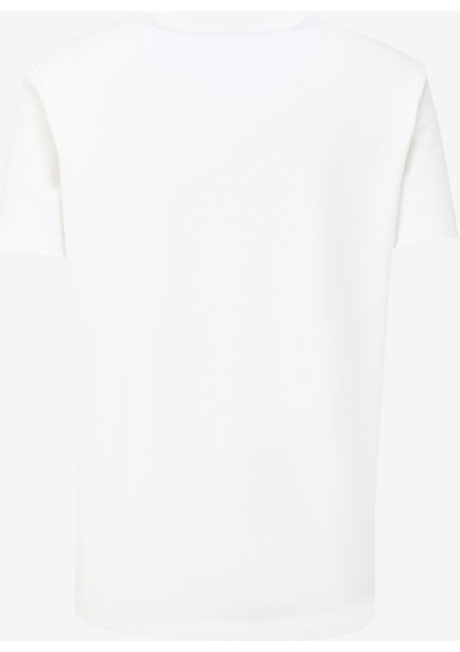 Beyaz Erkek Bisiklet Yaka Basic Baskılı T-Shirt D4SM-TST3306