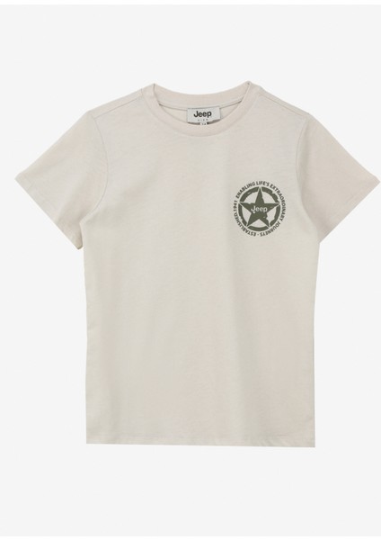 Taş Erkek Çocuk Bisiklet Yaka Relaxed Baskılı T-Shirt J4SB-TSH14