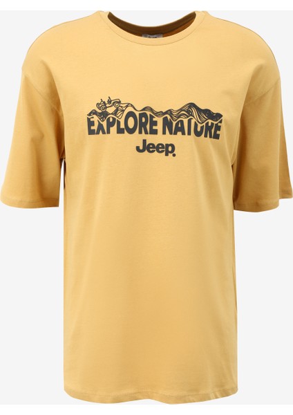 Hardal Erkek Bisiklet Yaka Loose Fit Baskılı T-Shirt C4SM-TST4526