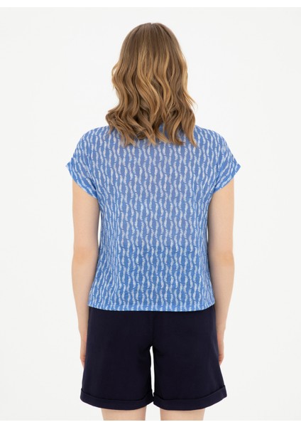 Bisiklet Yaka Koyu Mavi Kadın T-Shirt PACEY indirimleri