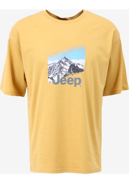 Hardal Erkek Bisiklet Yaka Loose Fit Baskılı T-Shirt C4SM-TST4607