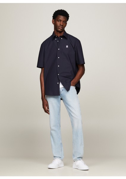 Normal Gömlek Yaka Mavi Erkek Gömlek MW0MW34551DW5