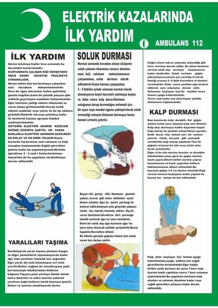 Elektrik Kazalarında Ilk Yardım Dijital Uv Folyo Baskı Uyarı Etiket Yapıştırma Sticker 12.5X17.5