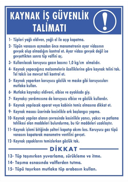 Kaynak Iş Güvenlik Talimatı Dijital Uv Folyo Baskı Uyarı Etiket Yapıştırma Sticker 12.5X17.5