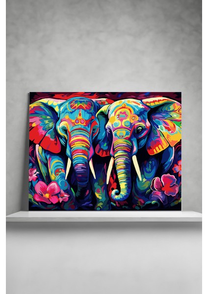 Sayılarla Boyama Tuval Hobi Seti Fırça Boya Dahil Filler modelleri