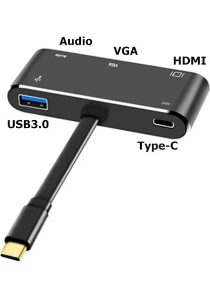 3C Store Usbc VGA Adaptörü Tipc HDMI Uyumlu USB Şarj Cihazı 35MM Aux Jack Kablosu Çoklu Bağlantı Noktası Dönüştürücü Macbook Huawei Içın (Yurt Dışından)