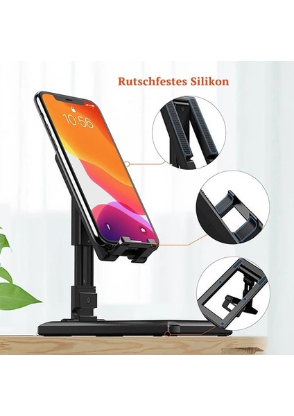 3C Store Katlanabilir Telefon Tutucu Tablet Cep Telefonu Stand Desteğı IPad IPhone 11 12 13 Samsung Xiaomi Evrensel Ayarlanabilir Masa Tutucu (Yurt Dışından)