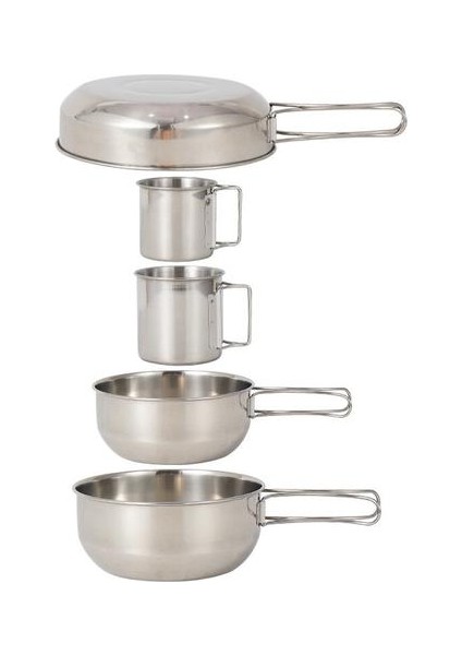 5pcs Açık 304 Paslanmaz Çelik Alpinizm Seyahat Balıkçılık Yemek Odaları (Gümüş) (Yurt Dışından)