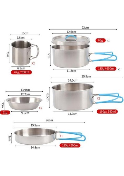 Piknik Için Açık Havada Barbekü Için 304 8 Paslanmaz Çelik Ürün Seti (Gümüş) (Yurt Dışından)
