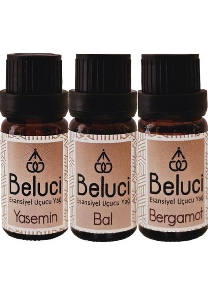 Yasemin + Bal + Bergamot Uçucu Buhurdanlık Yağı Oda Kokusu Aromaterapi Set ( 3 Adet x 10 ml )