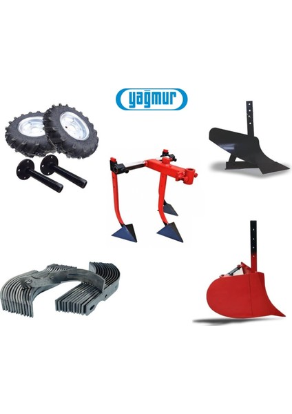 Yağmur Çapa Makinası Benzinli Modellere Uyumlu-Teker Takımı-Karık Açma-Kazayak-Bıçak Takımı-Pulluk