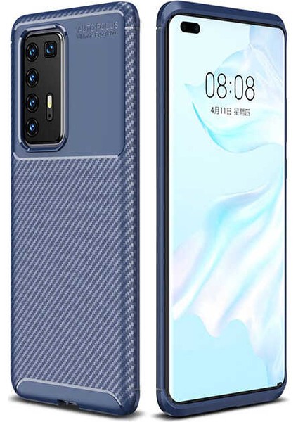 Huawei P40 Pro Uyumlu Kılıf Karbon Dizayn, Kamera Koruyan, Esnek Special Seri