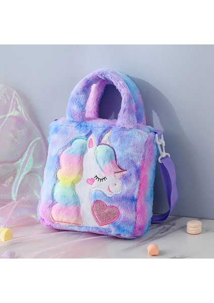 Işlemeli Peluş Omuz Çantası Çocuk Unicorn Tote Çanta (Yurt Dışından)