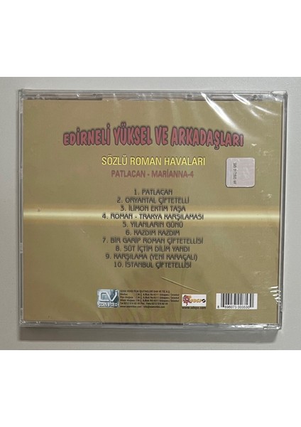 Edirneli Yüksel ve Arkadaşları Sözlü Roman Havaları CD (Jelatininde Sıfır Orjnal Dönem Baskı Cd)