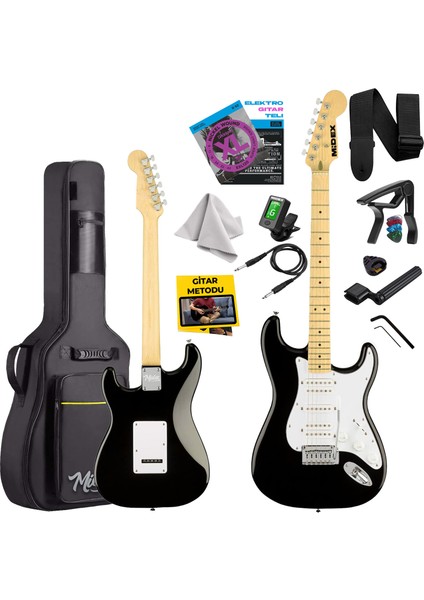 RPH-40WB Siyah Beyaz Elektro Gitar Seti HSH Manyetik Maple Klavye Üst Kalite