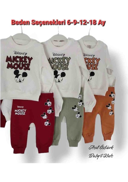 Kuba Kız Erkek Bebek Çocuk Unisex Alt Üst Takım Disney Mickey Mouse Model