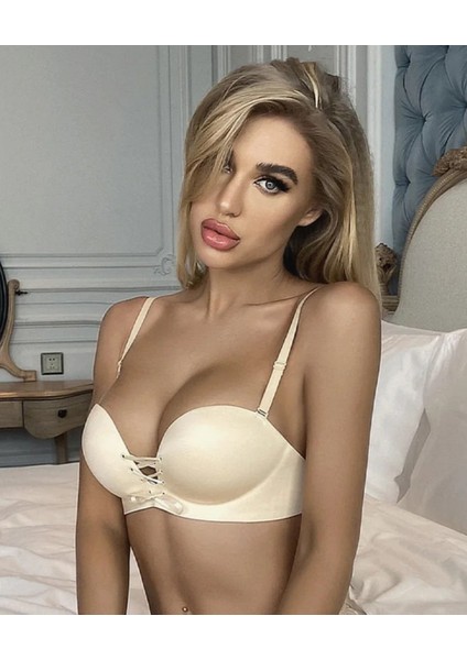 Natasha Ithal Balensiz Push-Up Lazer Kesim Önden Bağlamalı Rahat Sütyen -8388