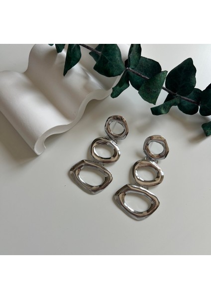 Silver 3 Yuvarlak Küpe