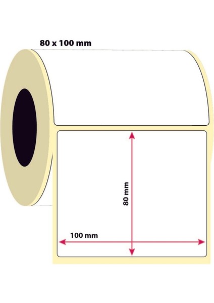 Etiket 80X100 Kuşe Etiket | 1 Rulo | 500 Sarım |