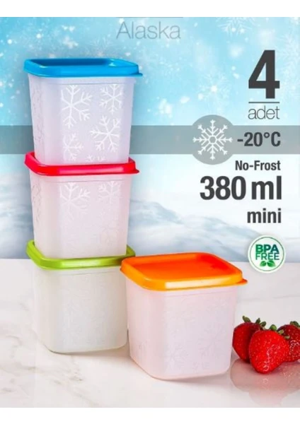 Holly Home 4 Adet 380 ml Alaska No Frost Saklama Kabı, Derin Dondurucu Kabı