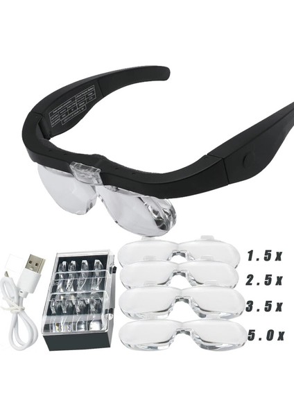 Büyüteç Büyüteç 15X 25X 35X 50X USB Şarj Edilebilir LED Işık Okuma Kuyumcular Saatçı Tamir Giyen (Yurt Dışından) fiyatları