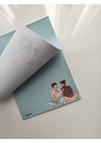 Aşık Çift Temalı Notepad A5 Boy 15X21 Üstten Tutkallı Çek Kopar