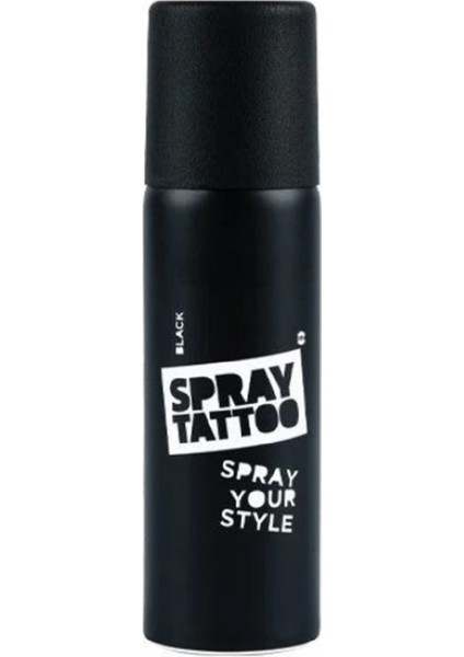 Spray Tattoo Dark Siyah Geçici Dövme Spreyi Sürpriz Şablon li