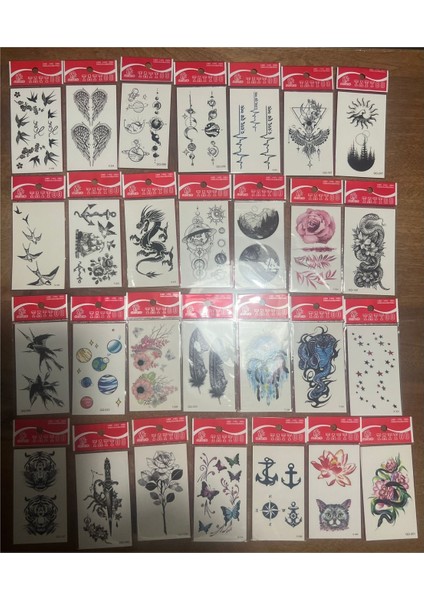 30 Adet Birden Minimal Yapıştırma Geçici Dövme Seti Seri3