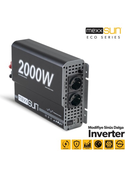 Mexxsun® Modifiye Sinus 12V 2000W Inverter EA985225 fiyatları