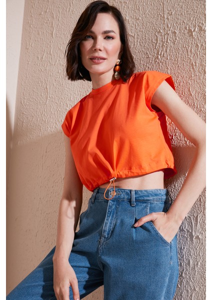 Bisiklet Yaka % 100 Pamuk Crop T Shirt Bayan T Shirt 5865587 fiyatları