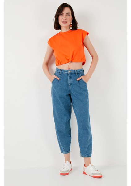 Bisiklet Yaka % 100 Pamuk Crop T Shirt Bayan T Shirt 5865587 fırsatları