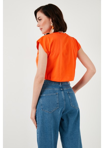 Bisiklet Yaka % 100 Pamuk Crop T Shirt Bayan T Shirt 5865587 indirimleri