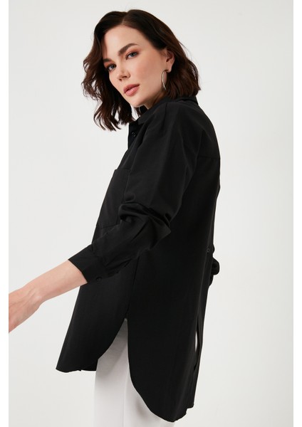 Pamuklu Arkası Düğmeli Boyfriend Gömlek Bayan Gömlek 66939522S4 fiyatları