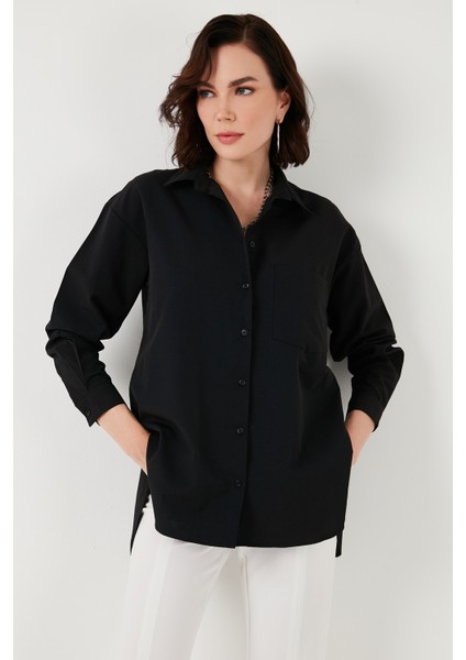 Pamuklu Arkası Düğmeli Boyfriend Gömlek Bayan Gömlek 66939522S4 indirimleri