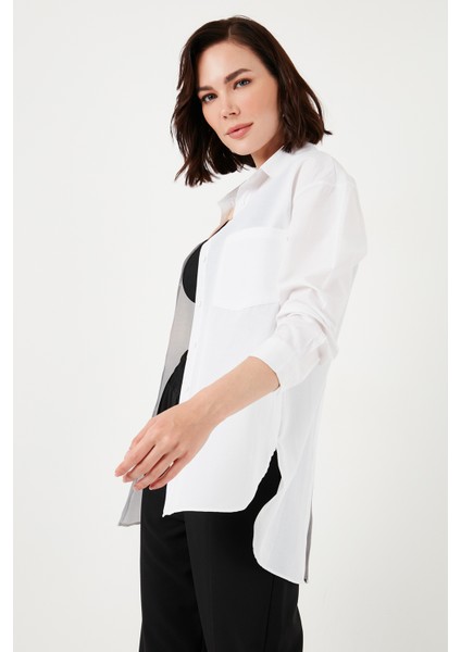 Pamuklu Arkası Düğmeli Boyfriend Gömlek Bayan Gömlek 66939522S4 fiyatları