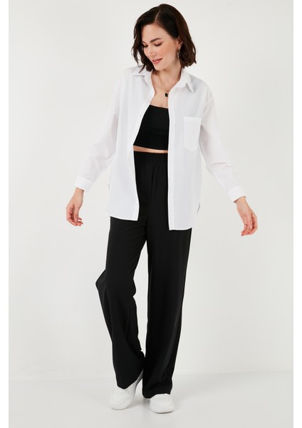 Pamuklu Arkası Düğmeli Boyfriend Gömlek Bayan Gömlek 66939522S4 modelleri