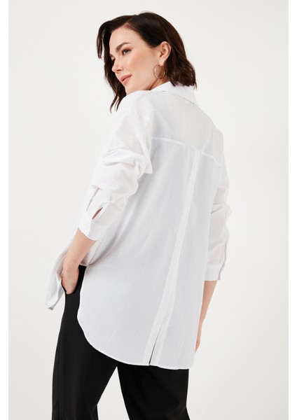 Pamuklu Arkası Düğmeli Boyfriend Gömlek Bayan Gömlek 66939522S4 fırsatları