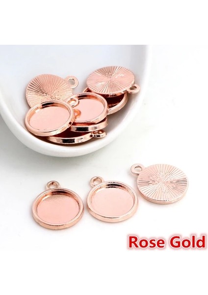 Rose Gold-Sin 8mm x 50 Adet 8mm 10 mm 12MM Iç Boyut Klasik 7 Renk Kaplama Tek Taraflı Çift Asılı Kabaşon Taban Ayarı Charms Kolye (Yurt Dışından)