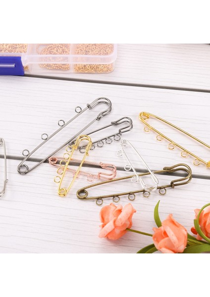 Kc Altın 50MM - 3ringx5 Adet 5/10 Adet Emniyet Pimleri Broş Boş Taban Broş Pins 50/80/90MM Pimleri 3/5 Yüzükler Takı Pin Takı Yapımı Malzemeleri Aksesuarları (Yurt Dışından)