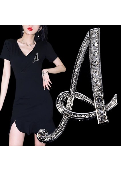 G Kadınlar Lüks Ingilizce A-Z Mektup Broş Pin Kristal Rhinestone Metal Parlak Kızlar Bayanlar Yaka Yaka Pin Eşarp Elbise Dekor (Yurt Dışından) fiyatları