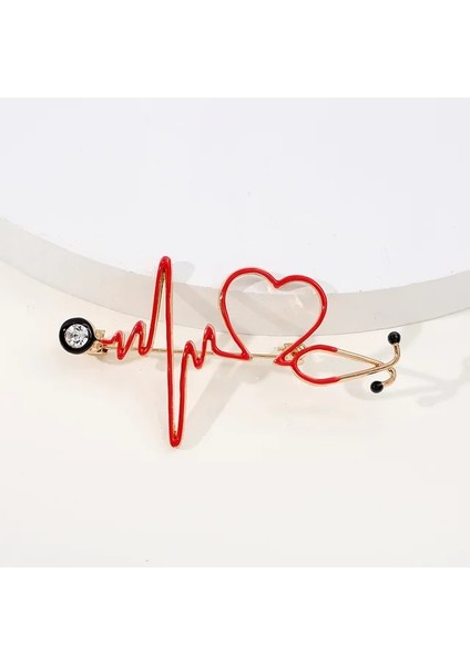 05 1 Adet Tıbbi Kalp Şeklinde Broş Stetoskop Takı Elektrokardiyogram Pin Sırt Çantası Yaka Doktor Hemşire (Yurt Dışından)