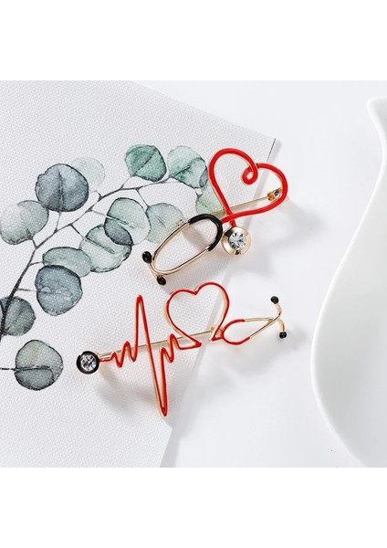 05 1 Adet Tıbbi Kalp Şeklinde Broş Stetoskop Takı Elektrokardiyogram Pin Sırt Çantası Yaka Doktor Hemşire (Yurt Dışından) fiyatları