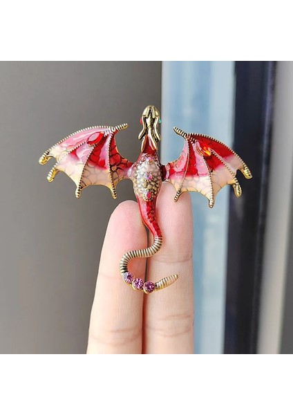 XZ0171-2 1 Adet Vintage Emaye Ejderha Broş Erkekler Kadınlar Için Rhinestone Uçan Ejderha Elbise Takım Elbise Parti Ofis Broş Pins Takı Hediyeler (Yurt Dışından) modelleri