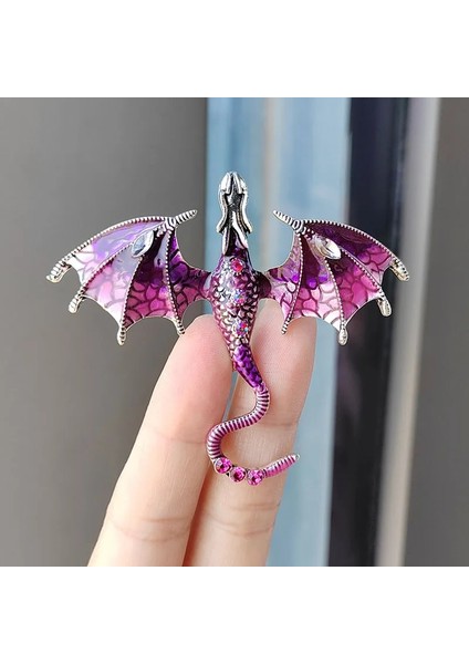 XZ0171-2 1 Adet Vintage Emaye Ejderha Broş Erkekler Kadınlar Için Rhinestone Uçan Ejderha Elbise Takım Elbise Parti Ofis Broş Pins Takı Hediyeler (Yurt Dışından) fırsatları