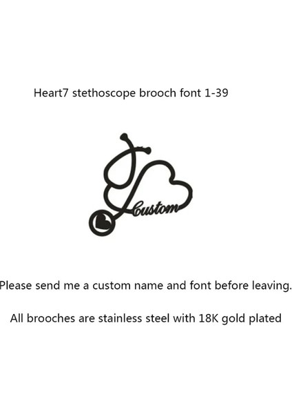 13 Altın Rengi Kişiselleştirilmiş Özelleştirilmiş Isim Kadınlar Için Broşlar Altın Renk Paslanmaz Çelik Mektup Stetoskop Pin Rozetleri Broşlar Düğün Takısı (Yurt Dışından)