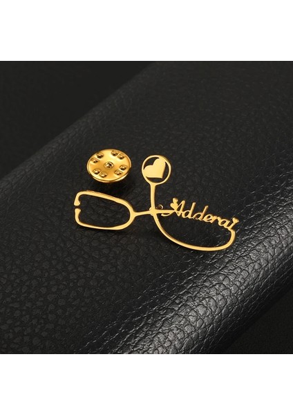 13 Altın Rengi Kişiselleştirilmiş Özelleştirilmiş Isim Kadınlar Için Broşlar Altın Renk Paslanmaz Çelik Mektup Stetoskop Pin Rozetleri Broşlar Düğün Takısı (Yurt Dışından) fırsatları