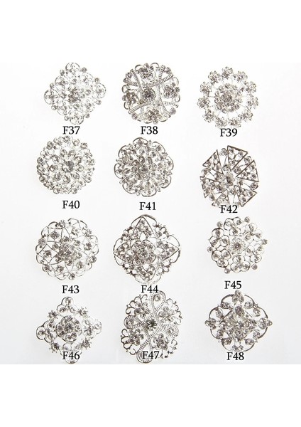 F40 50 Adet Broş Pin Taklidi Kristal Çiçek Broşlar Düğün Gelin Parti Için Yuvarlak Buket Diy Taklidi Aksesuarları Parti (Yurt Dışından)